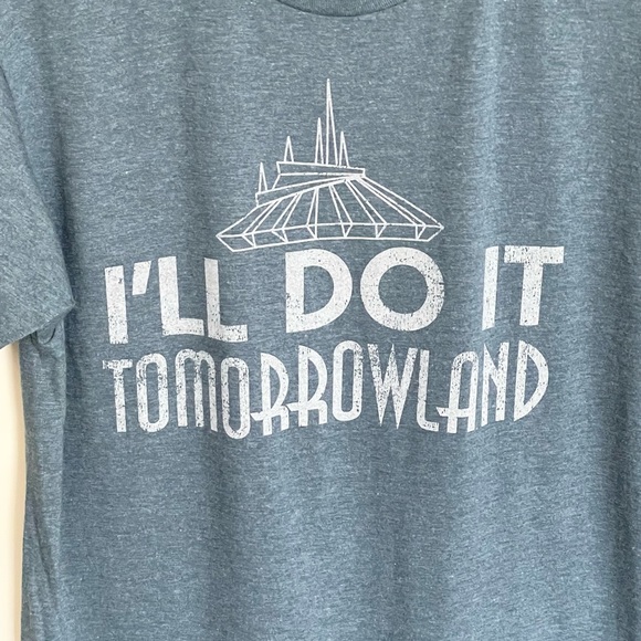 Disney Parks “I’ll Do It Tomorrowland” Graphic Blue T Shirt Adult size Large - Picture 2 of 4
